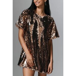 Anthropologie - The Emmy Short-Sleeve Swing Mini Dress by Maeve: Sequin Edition